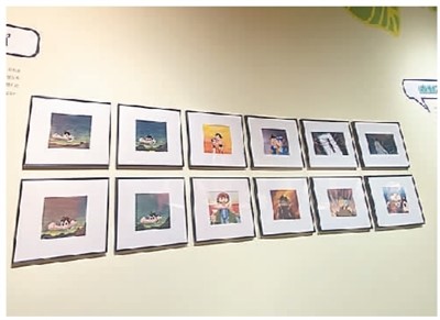 　《鐵臂阿童木》動畫創作于1963年。圖為本次展覽展出的本片的賽璐珞原片以及背景畫。