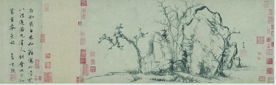 趙孟頫在《秀石疏林圖》題跋中寫道：“石如飛白木如籀，寫竹還于八法通。若也有人能會此，方知書畫本來同。”這體現出中國畫書畫同源的創作思想。