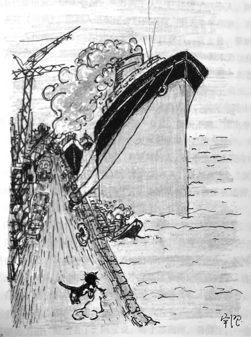 文中提到一動(dòng)不動(dòng)的江鷗，我始終找不準(zhǔn)位置，畫在哪里才好，最后，就這樣了