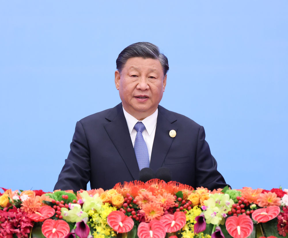 2023年10月18日上午，習近平在北京人民大會堂出席第三屆“一帶一路”國際合作高峰論壇開幕式并發表題為《建設開放包容、互聯互通、共同發展的世界》的主旨演講。新華社記者 王曄 攝