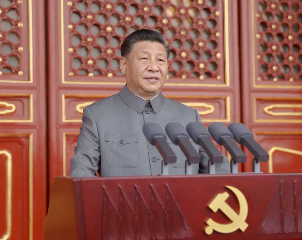 2021年7月1日，慶祝中國共產黨成立100周年大會在北京天安門廣場隆重舉行。習近平發表重要講話。新華社記者 鞠鵬 攝