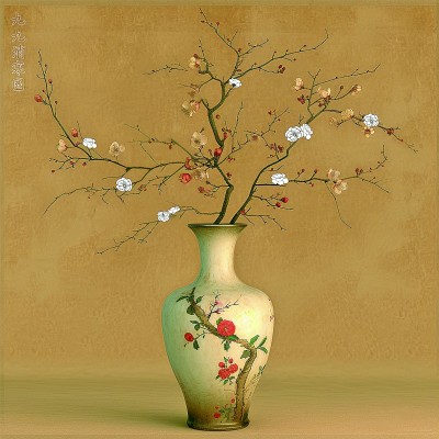 用AI繪畫工具制作的梅花“九九消寒圖”。制作：李世奇、孟揚(yáng)