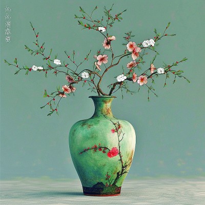 用AI繪畫工具制作的梅花“九九消寒圖”。制作：李世奇、孟揚(yáng)