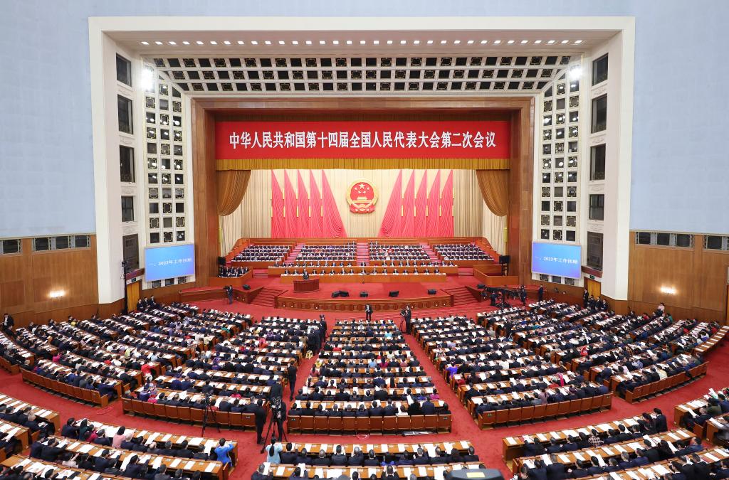 3月5日，第十四屆全國人民代表大會第二次會議在北京人民大會堂開幕。新華社記者 丁海濤 攝