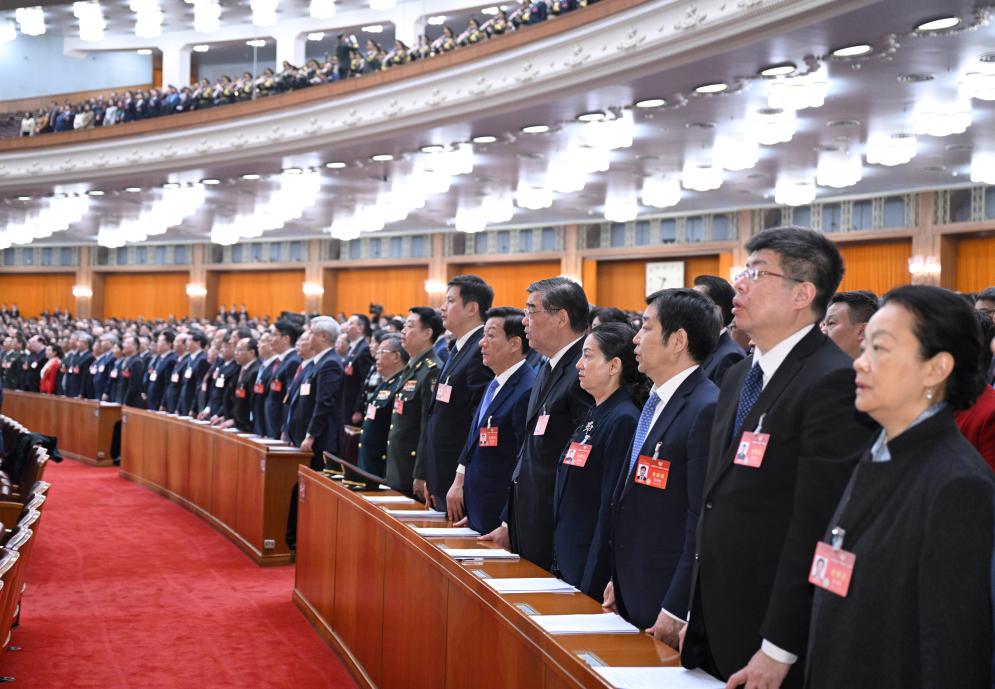 3月10日，中國人民政治協商會議第十四屆全國委員會第二次會議在北京人民大會堂舉行閉幕會。新華社記者 李學仁 攝