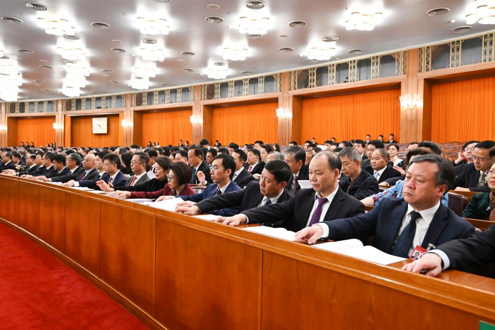 3月10日，中國人民政治協商會議第十四屆全國委員會第二次會議在北京人民大會堂舉行閉幕會。新華社記者 謝環馳 攝