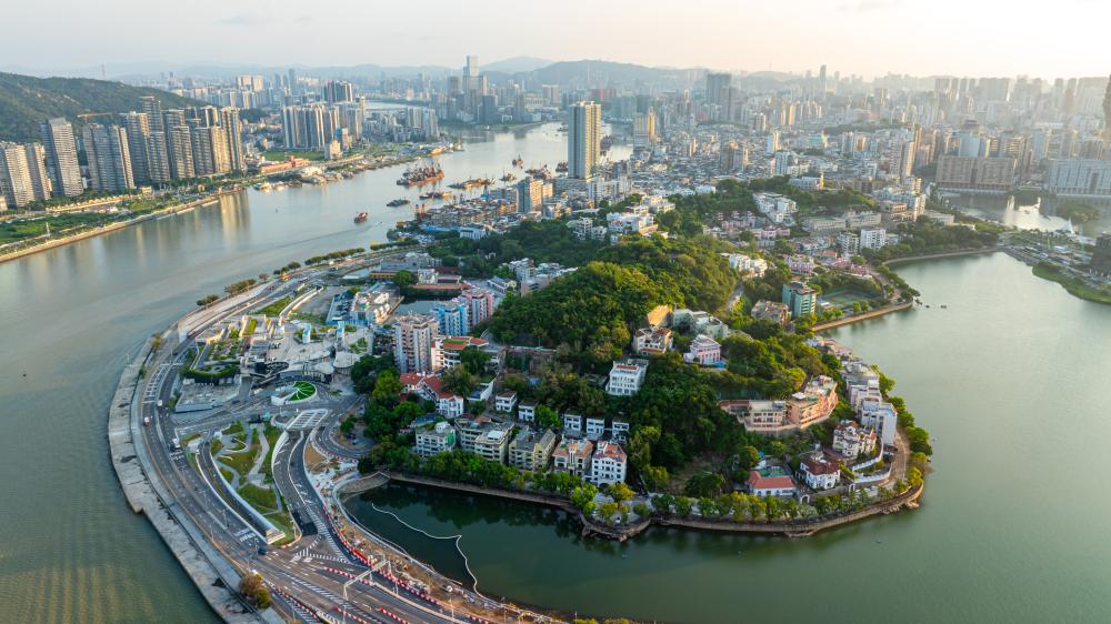 這是8月8日拍攝的澳門半島景色（無人機照片）。新華社發（張金加攝）
