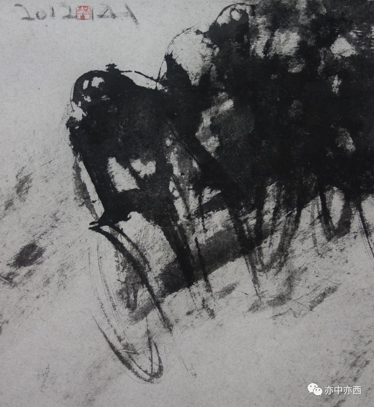 沖向終點，36X39CM,2012年，紙本水墨